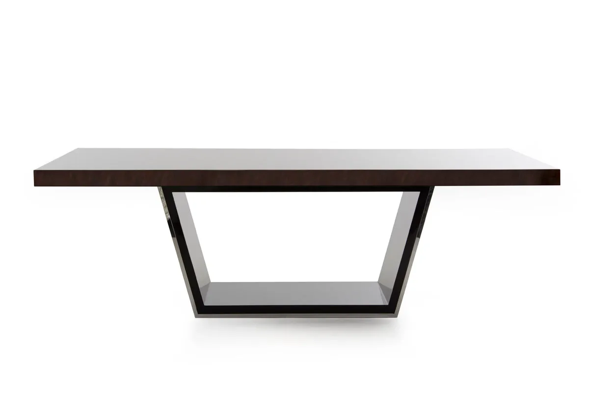 30' Ebony High Gloss Mdf And Steel Dining Table By Homeroots