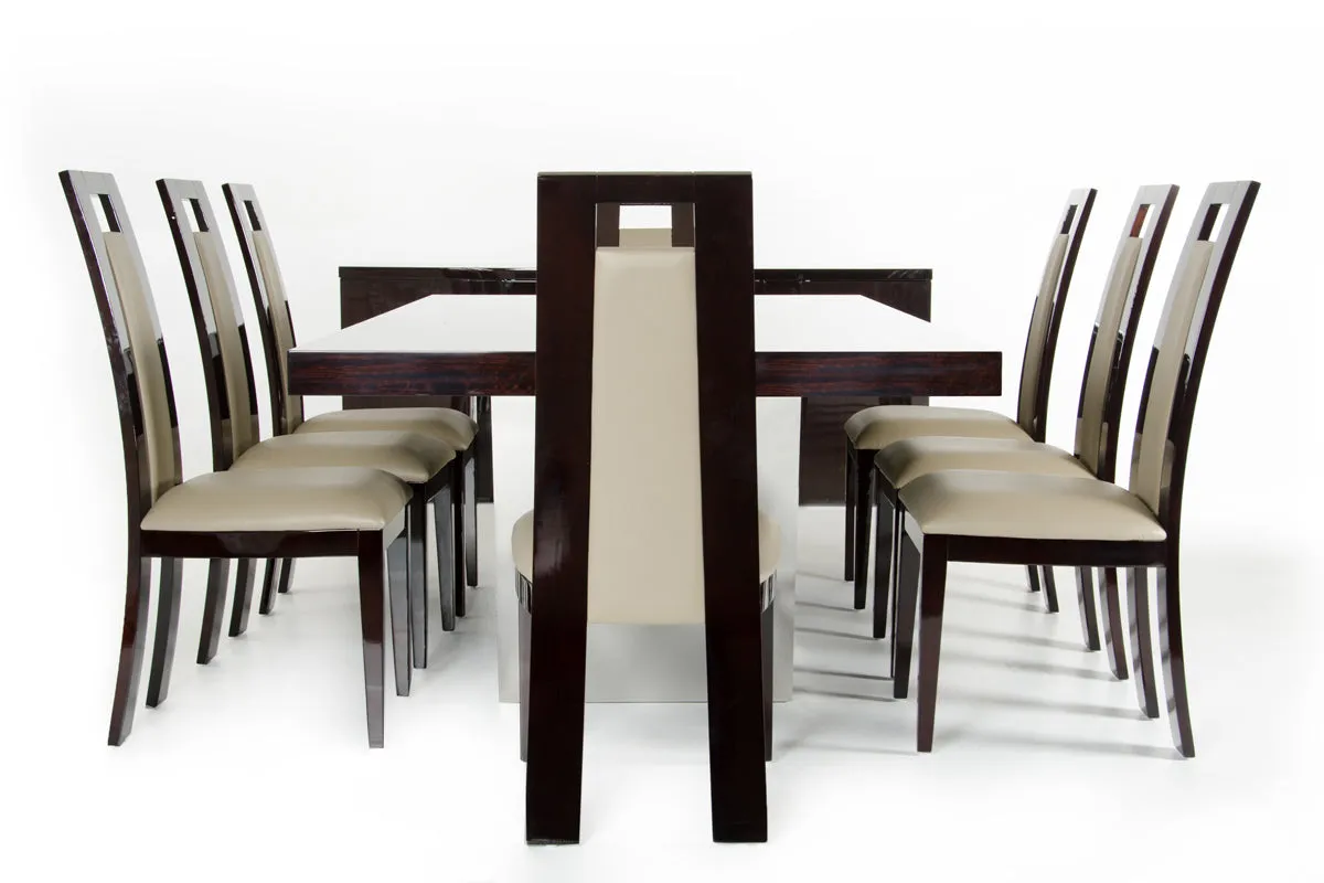 30' Ebony High Gloss Mdf And Steel Dining Table By Homeroots