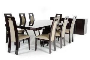 30' Ebony High Gloss Mdf And Steel Dining Table By Homeroots