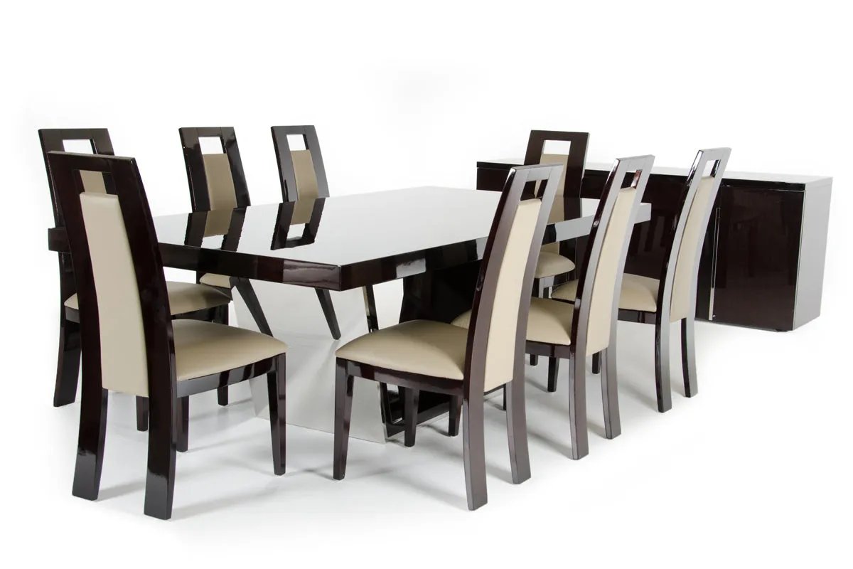 30' Ebony High Gloss Mdf And Steel Dining Table By Homeroots