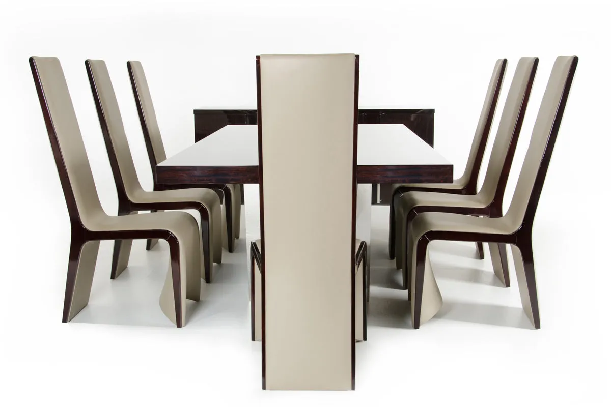 30' Ebony High Gloss Mdf And Steel Dining Table By Homeroots