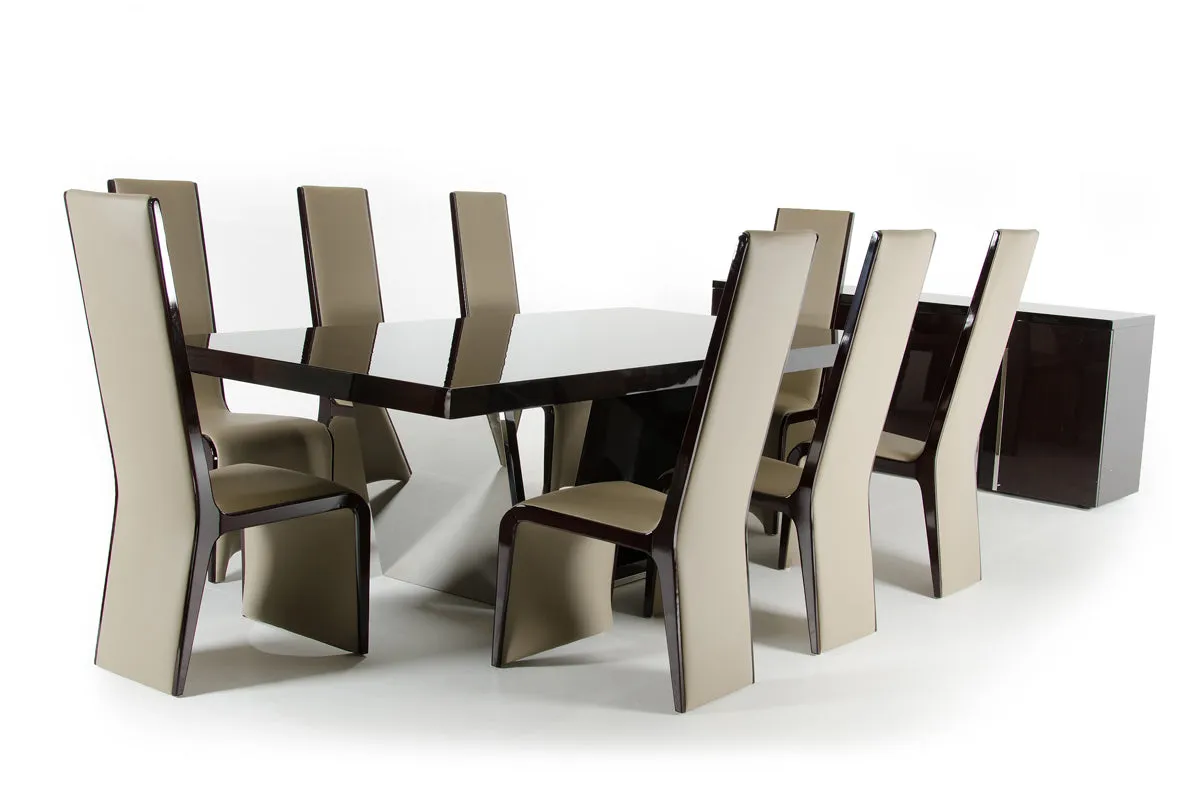 30' Ebony High Gloss Mdf And Steel Dining Table By Homeroots