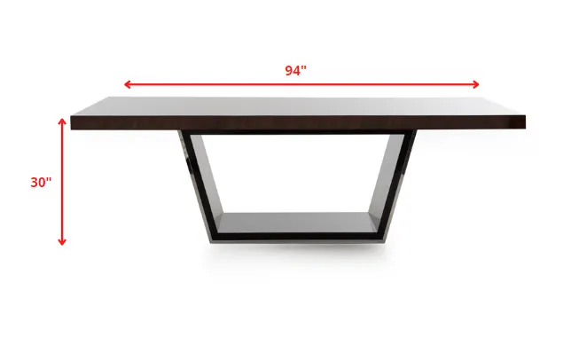 30' Ebony High Gloss Mdf And Steel Dining Table By Homeroots
