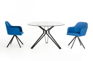 30' Glass And Metal Round Dining Table By Homeroots