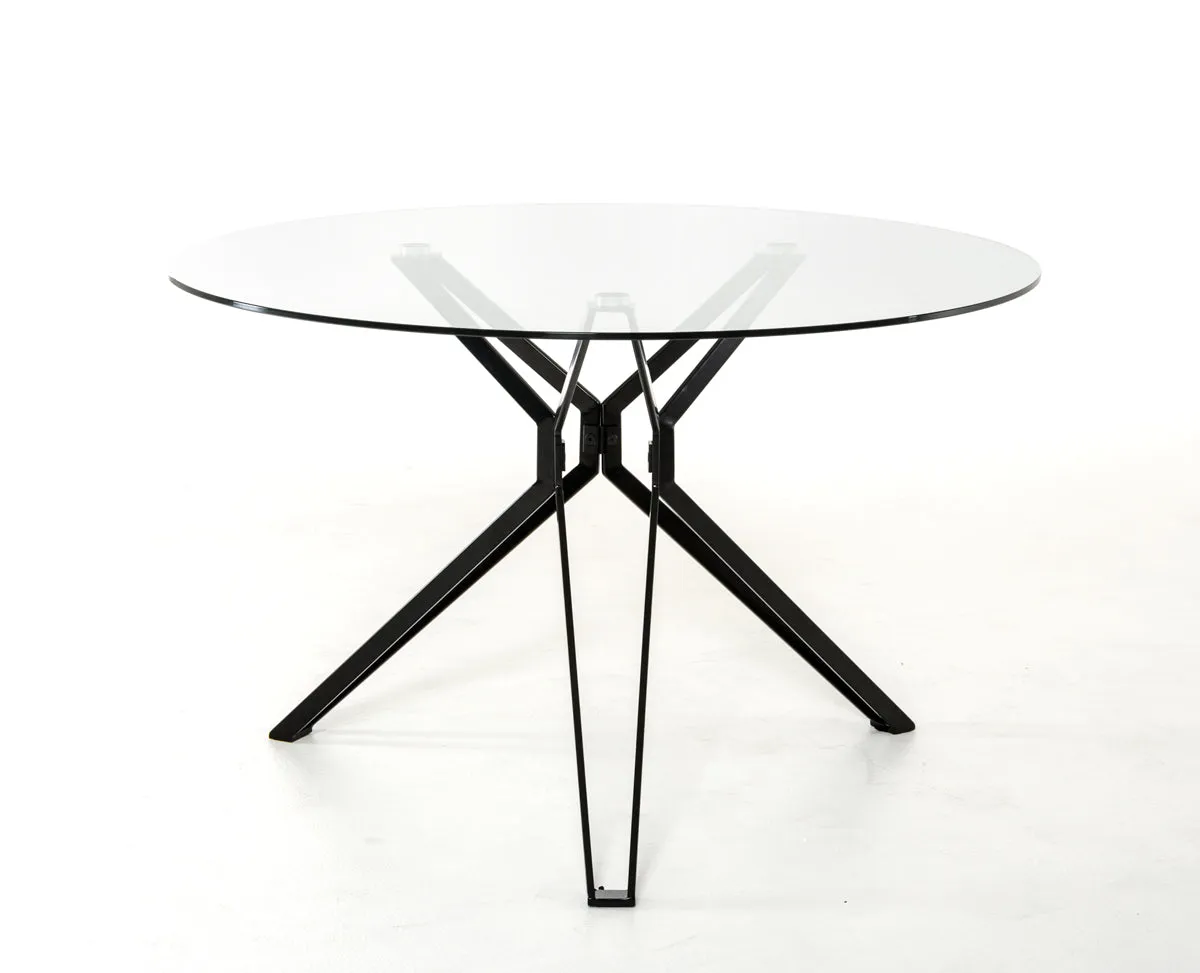 30' Glass And Metal Round Dining Table By Homeroots