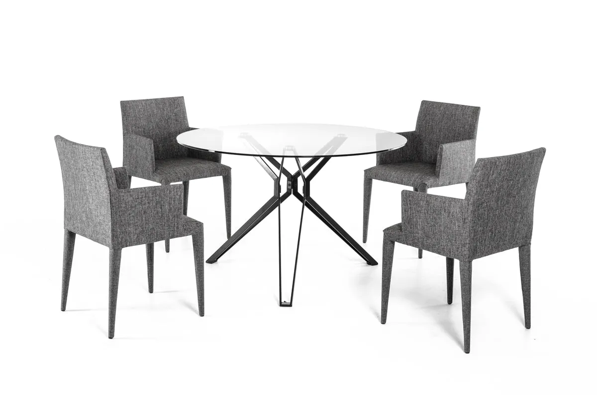 30' Glass And Metal Round Dining Table By Homeroots