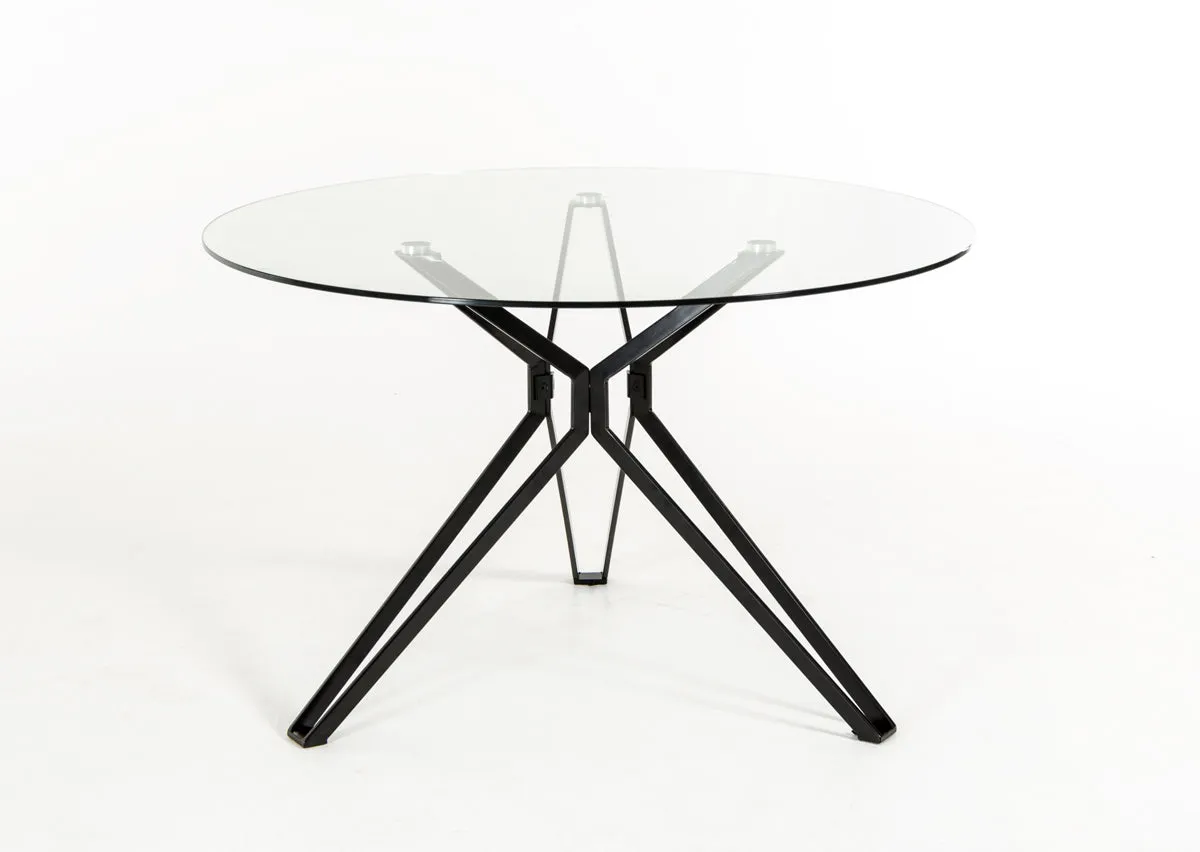 30' Glass And Metal Round Dining Table By Homeroots