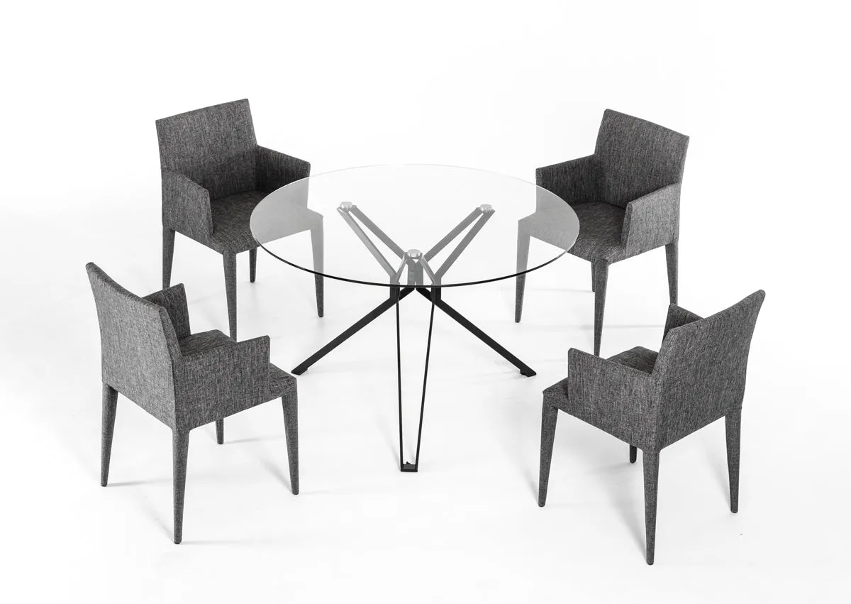 30' Glass And Metal Round Dining Table By Homeroots