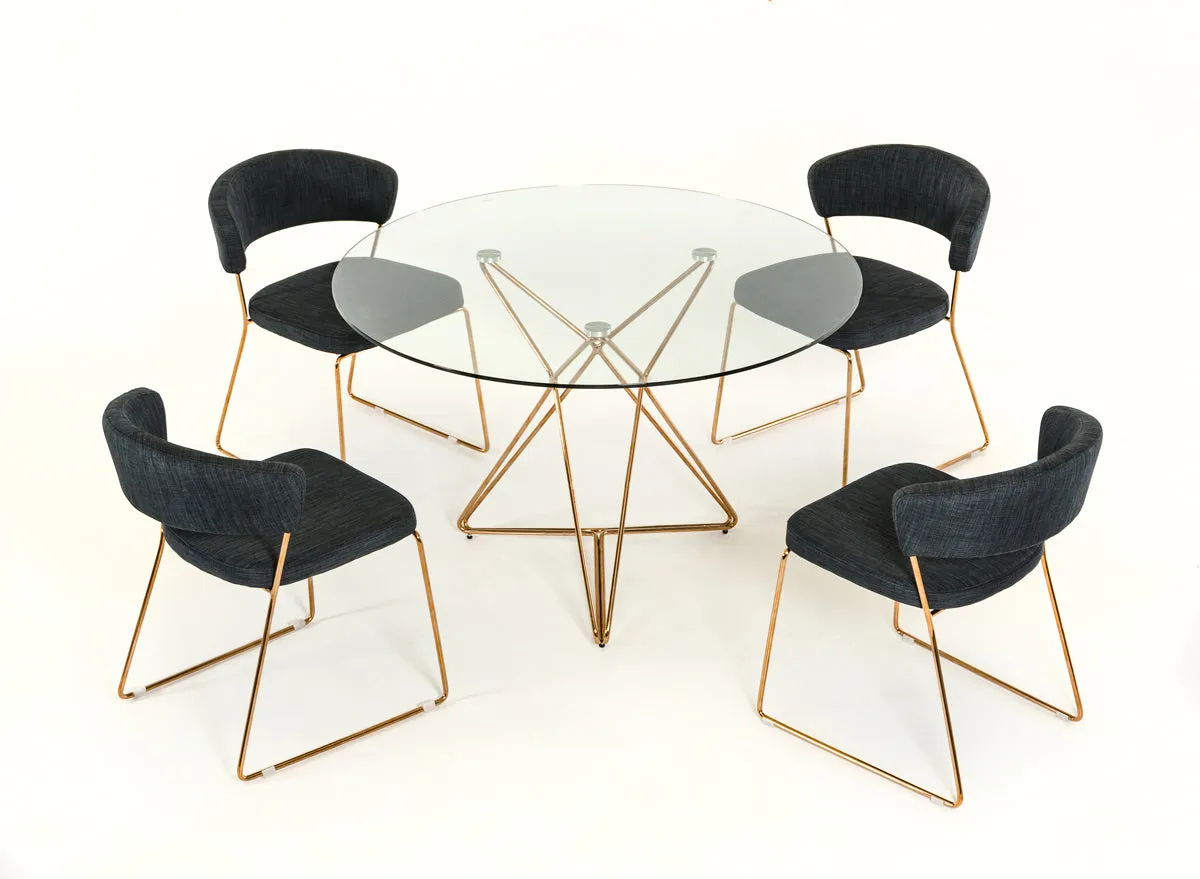 30' Glass And Steel Round Dining Table By Homeroots - 283104