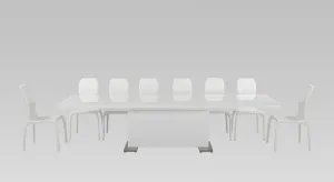 30' White Mdf And Steel Dining Table By Homeroots - 283320