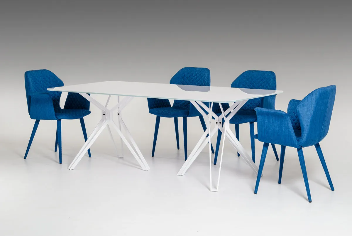 30" White Glass And Metal Dining Table By Homeroots