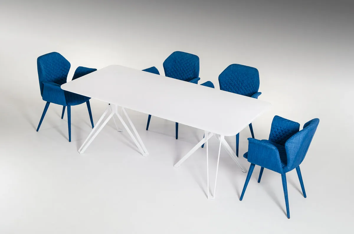 30" White Glass And Metal Dining Table By Homeroots