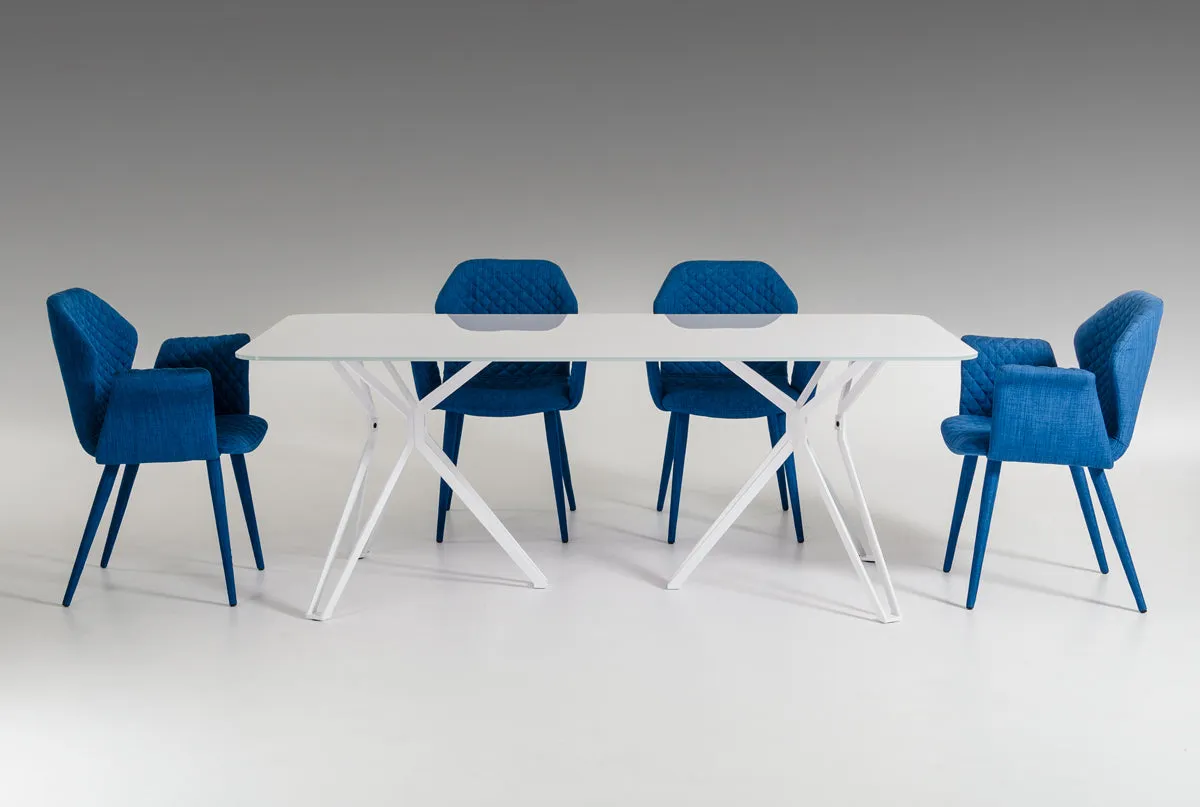 30" White Glass And Metal Dining Table By Homeroots