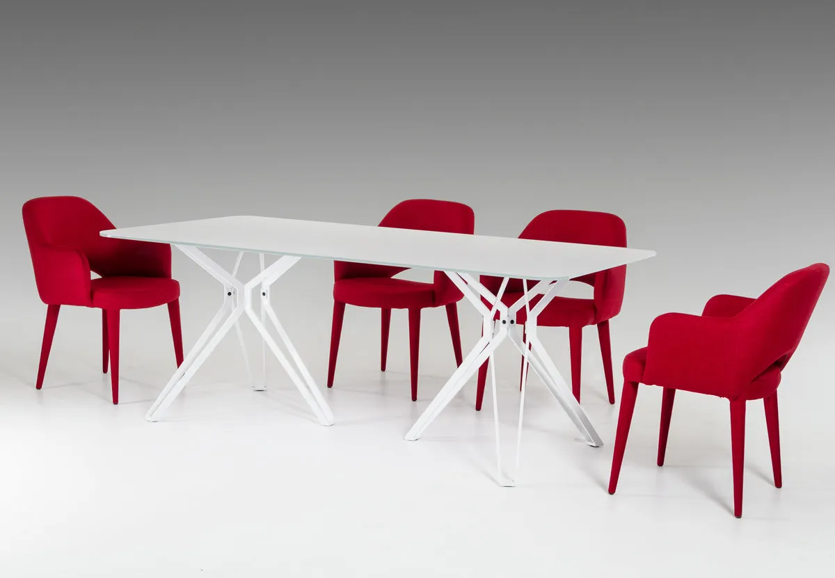 30" White Glass And Metal Dining Table By Homeroots