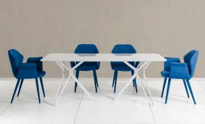 30" White Glass And Metal Dining Table By Homeroots