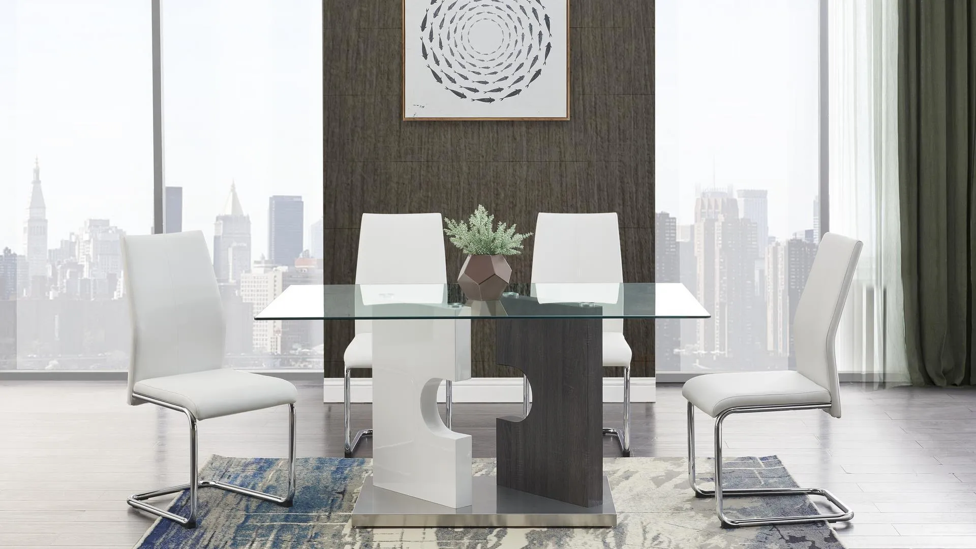 5 Piece Dining Room Set (D219DT D41DC-WH)
