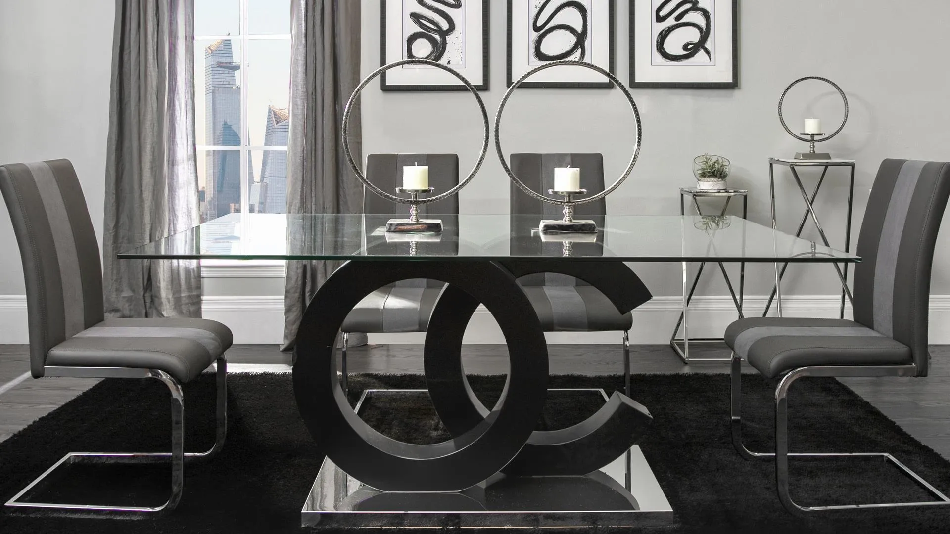 5 Piece Dining Room Set (D2207DT D915DC-GRY)