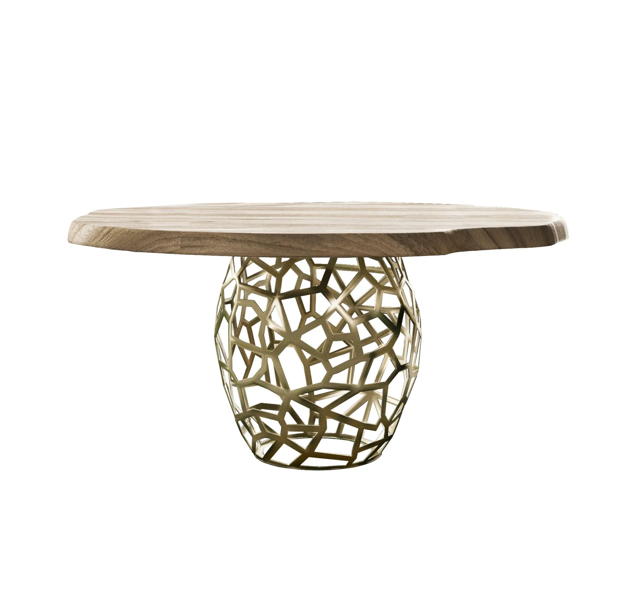 Acacia Live Edge Rounded Solid Wood And Brass Dining Table By Homeroots
