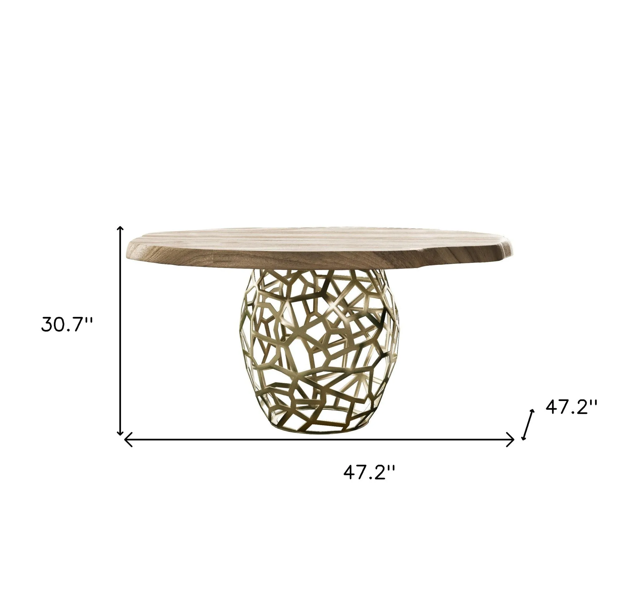 Acacia Live Edge Rounded Solid Wood And Brass Dining Table By Homeroots