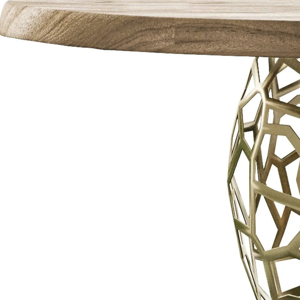 Acacia Live Edge Rounded Solid Wood And Brass Dining Table By Homeroots