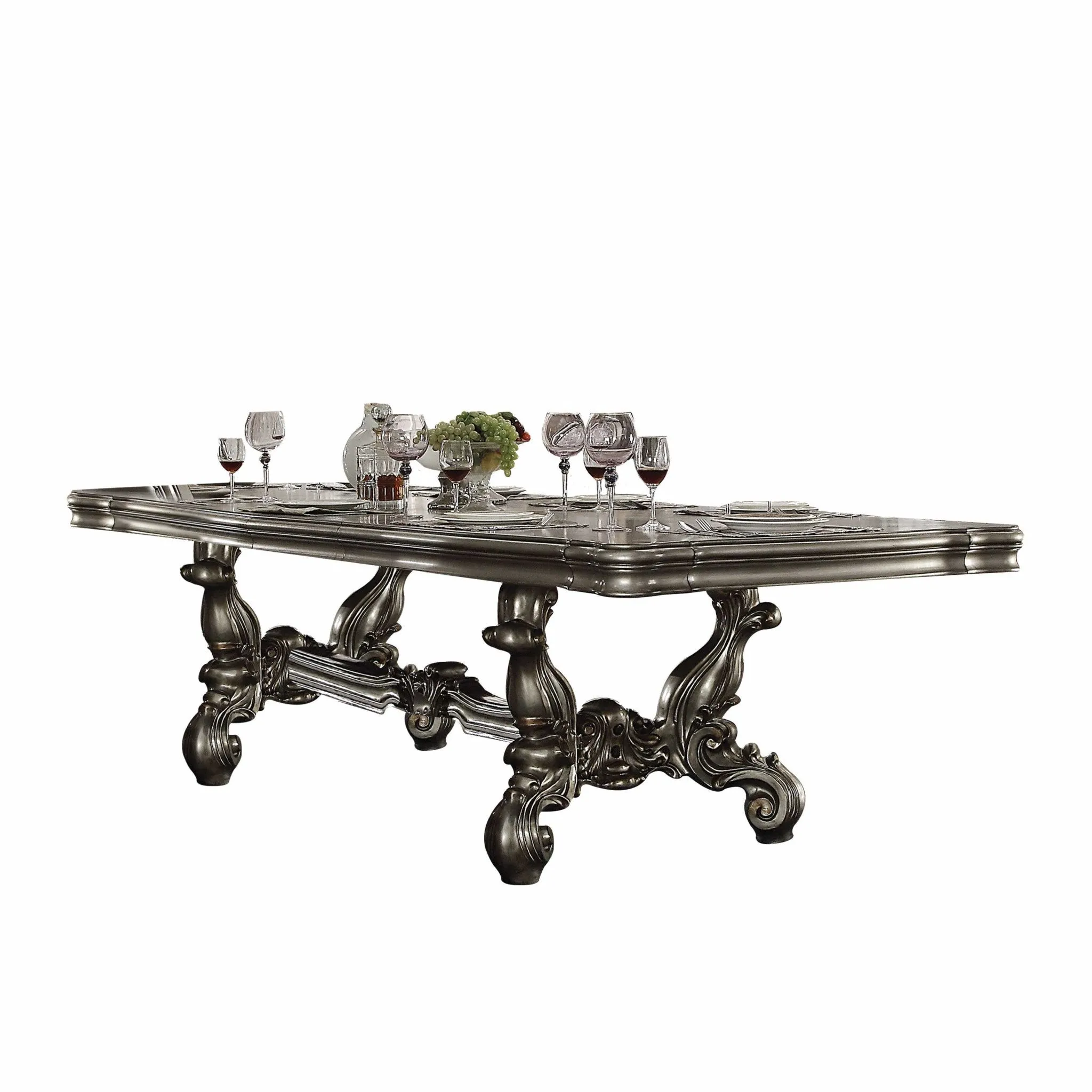 Antique Platinum Wood Poly Resin Dining Table (L) By Homeroots - 348652
