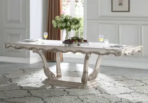 Antique White Wood Dining Table Wpedestal By Homeroots
