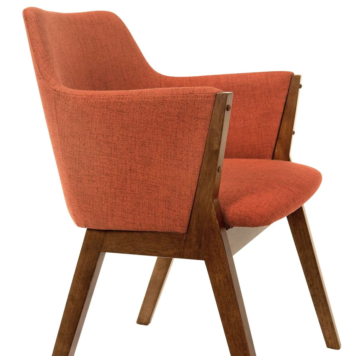 Arcadia and Renzo 48" Round Orange and Walnut Wood 5 Piece Dining Set By Armen Living