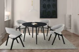 Arcadia and Talulah 42" Round Grey and Black Wood 5 Piece Dining Set By Armen Living
