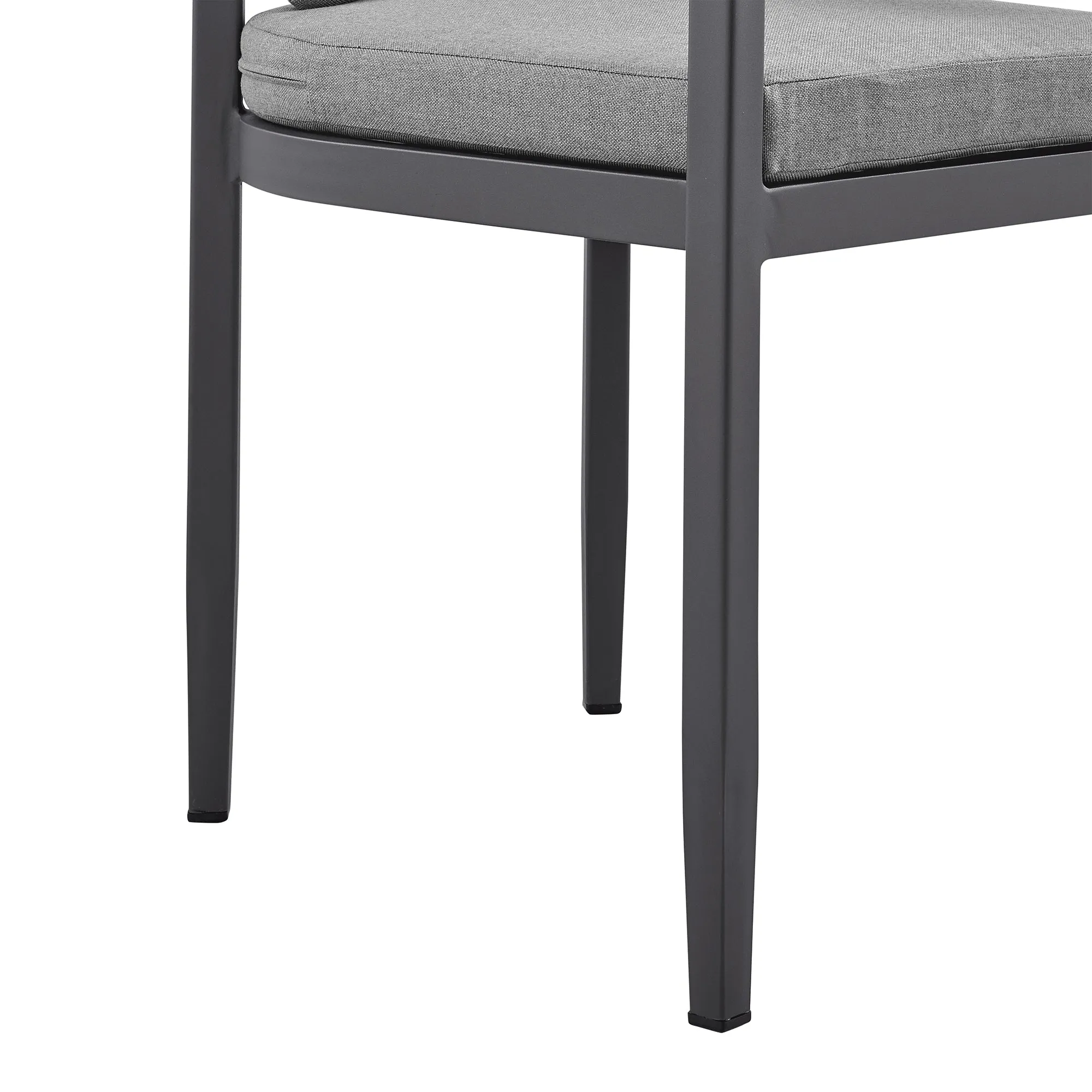 Argiope Outdoor Patio Dining Chairs in Aluminum with Grey Cushions - Set of 2 By Armen Living