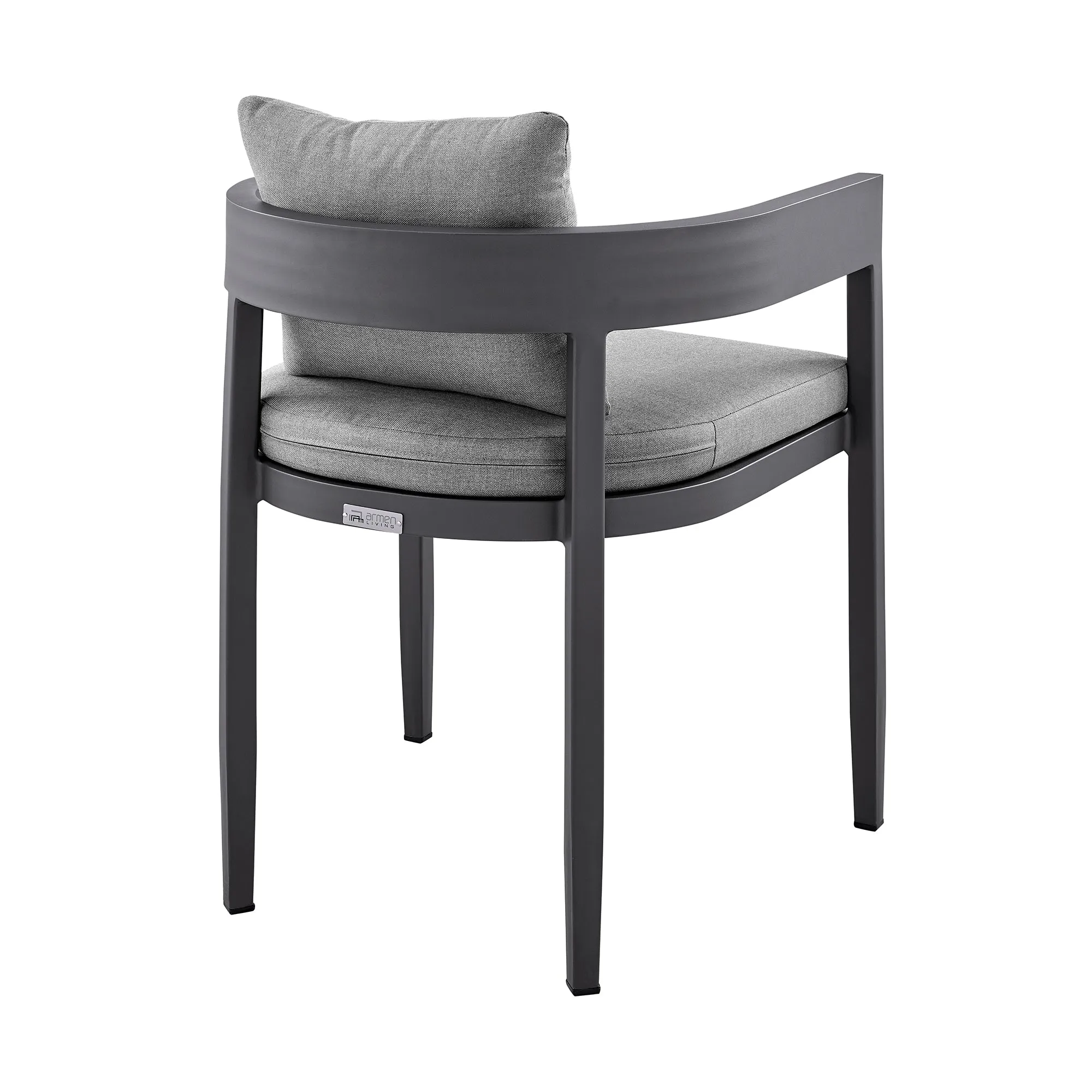Argiope Outdoor Patio Dining Chairs in Aluminum with Grey Cushions - Set of 2 By Armen Living