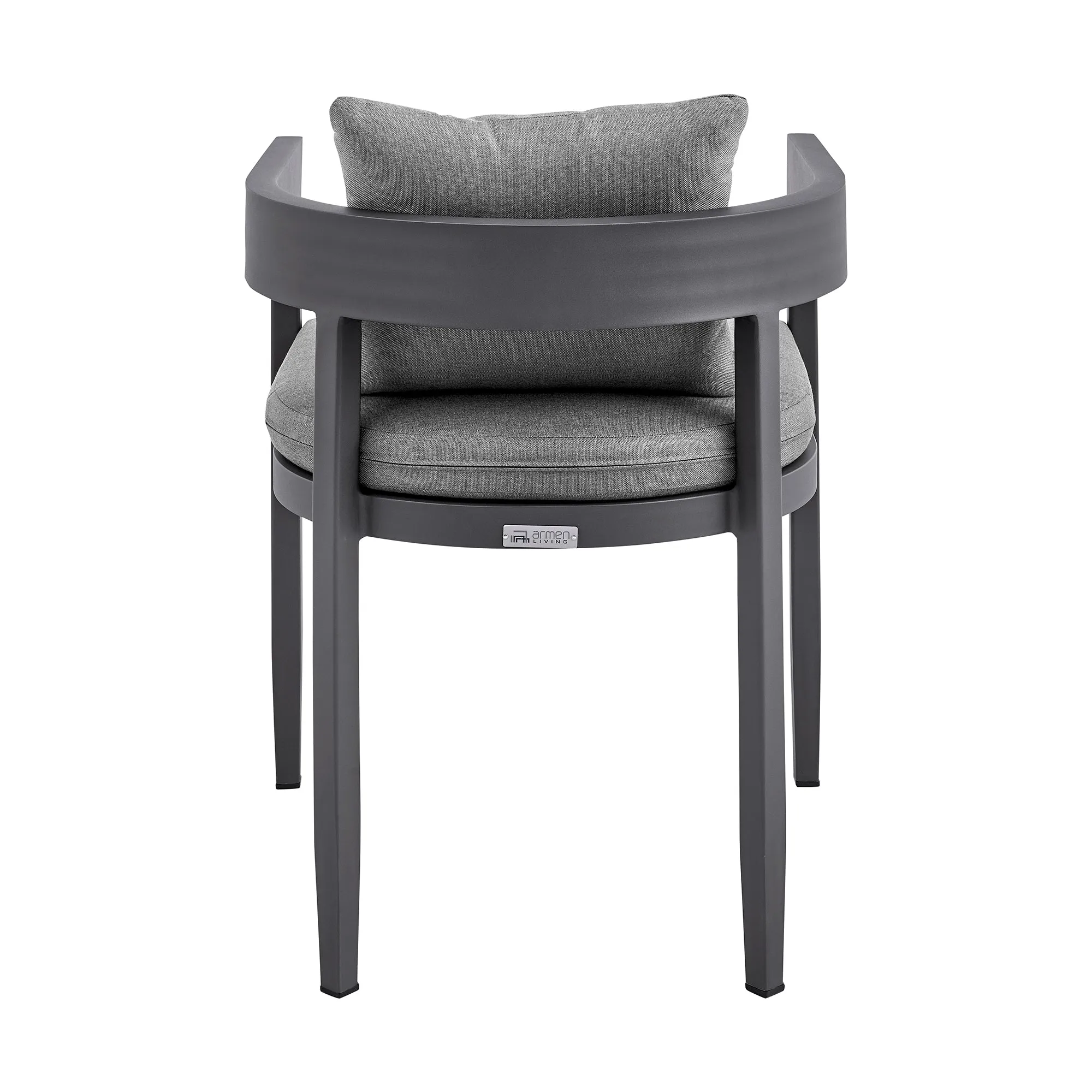 Argiope Outdoor Patio Dining Chairs in Aluminum with Grey Cushions - Set of 2 By Armen Living
