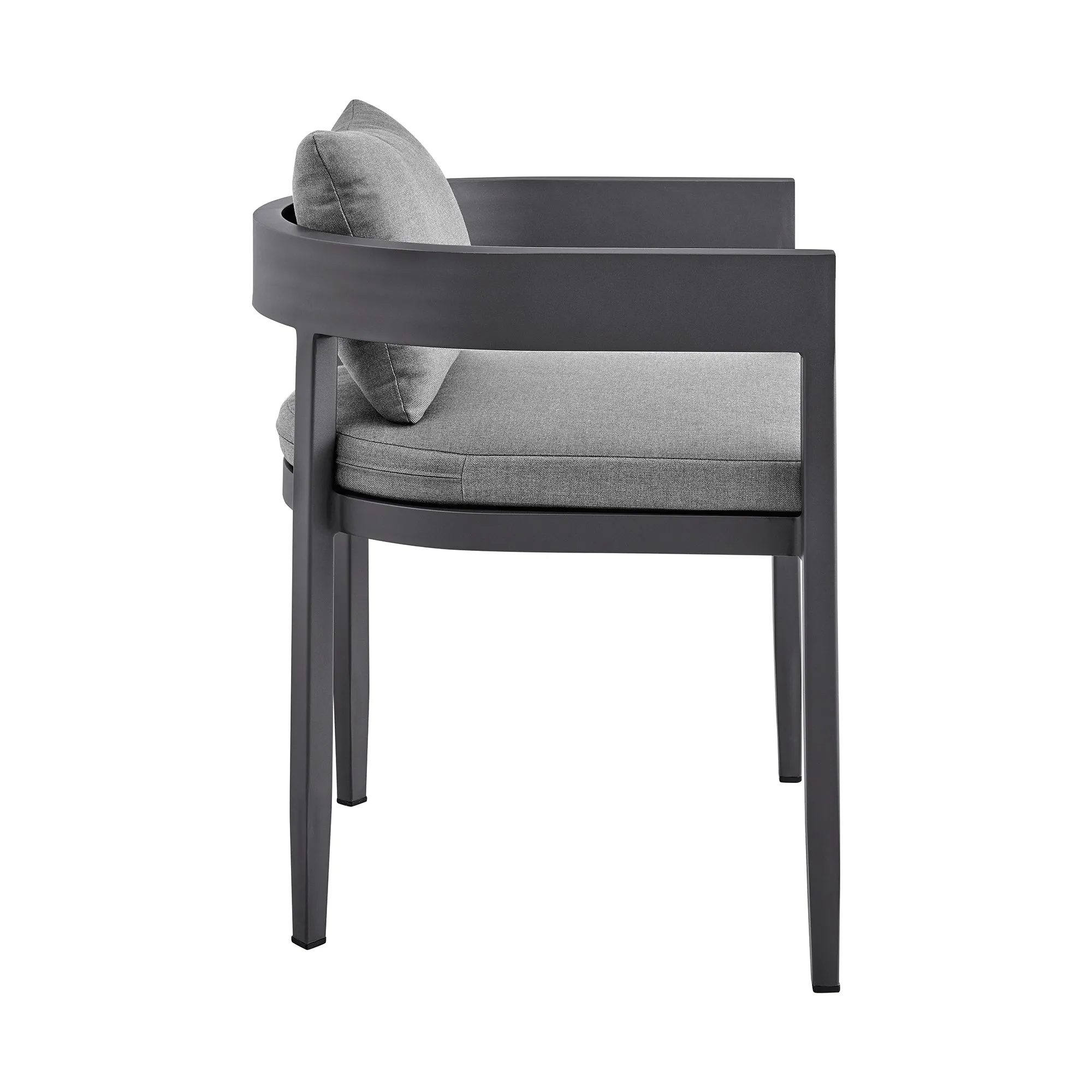 Argiope Outdoor Patio Dining Chairs in Aluminum with Grey Cushions - Set of 2 By Armen Living
