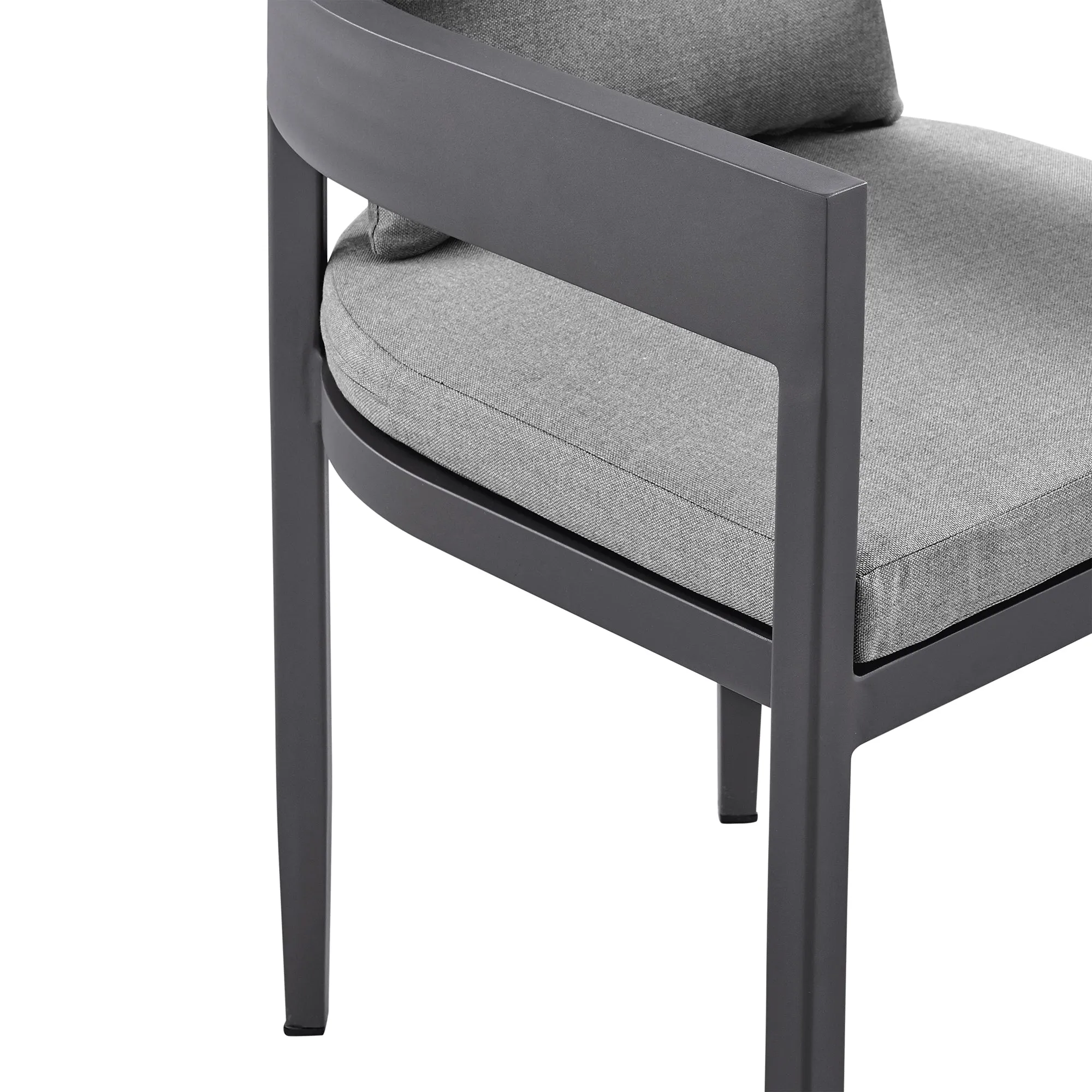 Argiope Outdoor Patio Dining Chairs in Aluminum with Grey Cushions - Set of 2 By Armen Living