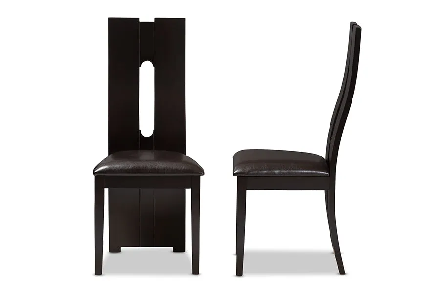 Baxton Studio Alani Modern and Contemporary Dark Brown Faux Leather Upholstered 5-Piece Dining Set