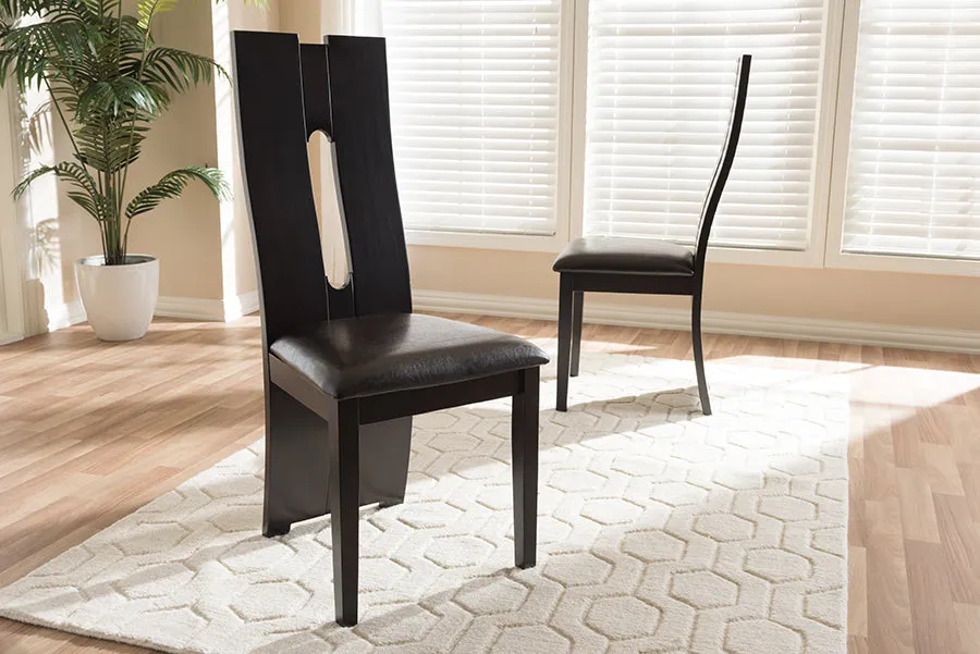Baxton Studio Alani Modern and Contemporary Dark Brown Faux Leather Upholstered 5-Piece Dining Set