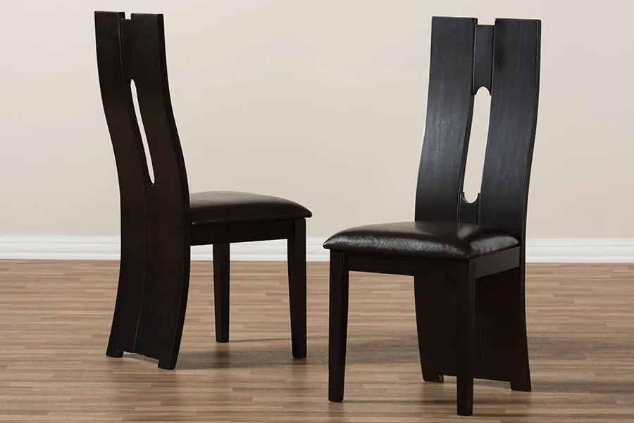 Baxton Studio Alani Modern and Contemporary Dark Brown Faux Leather Upholstered 5-Piece Dining Set