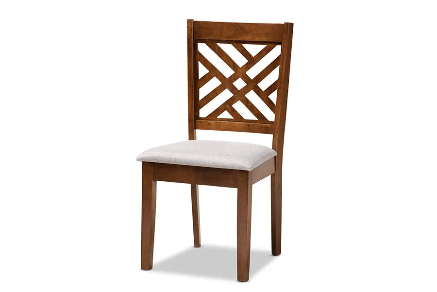 Baxton Studio Alena Modern and Contemporary Grey Fabric Upholstered and Walnut Brown Finished Wood 5-Piece Dining Set