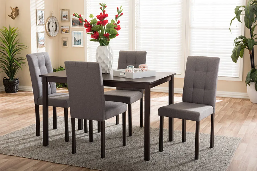 Baxton Studio Andrew Modern and Contemporary 5-Piece Beige Fabric Upholstered Grid-tufting Dining Set