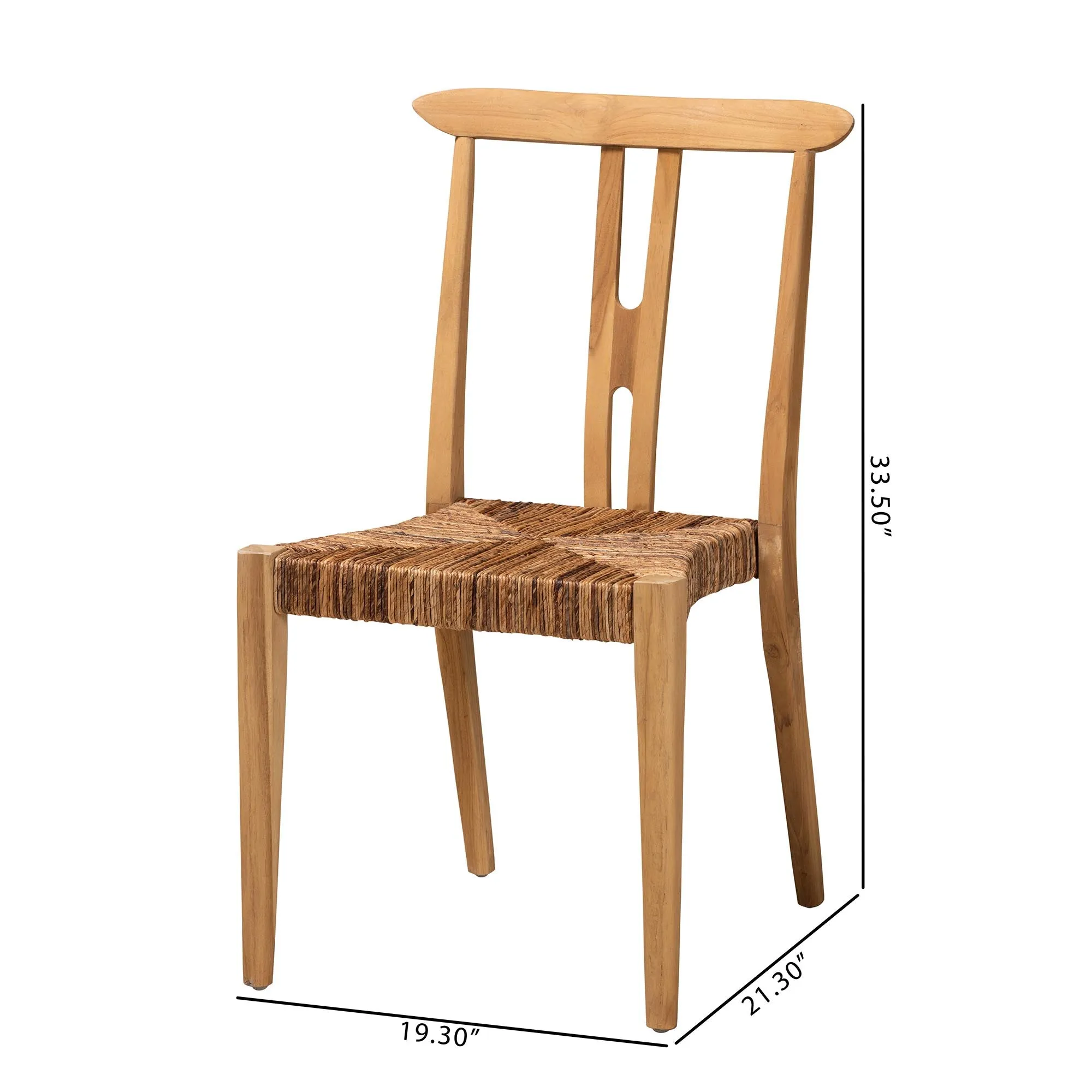 Baxton Studio bali & pari Artha Modern Bohemian Natural Brown Teak Wood and Seagrass 2-Piece Dining Chair Set