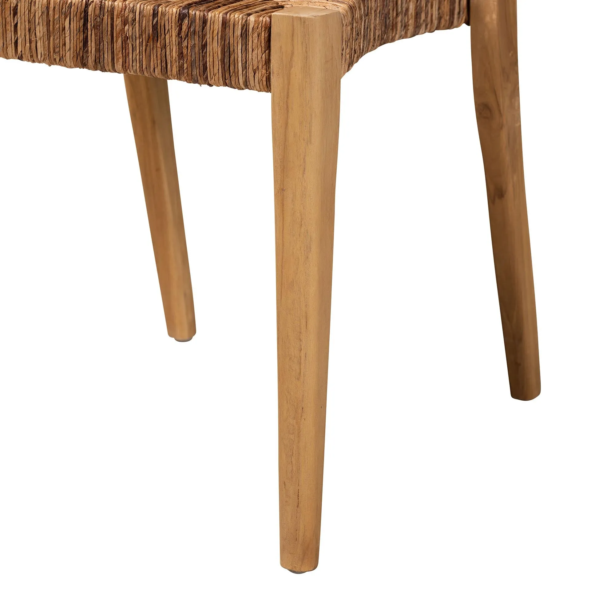 Baxton Studio bali & pari Artha Modern Bohemian Natural Brown Teak Wood and Seagrass 2-Piece Dining Chair Set
