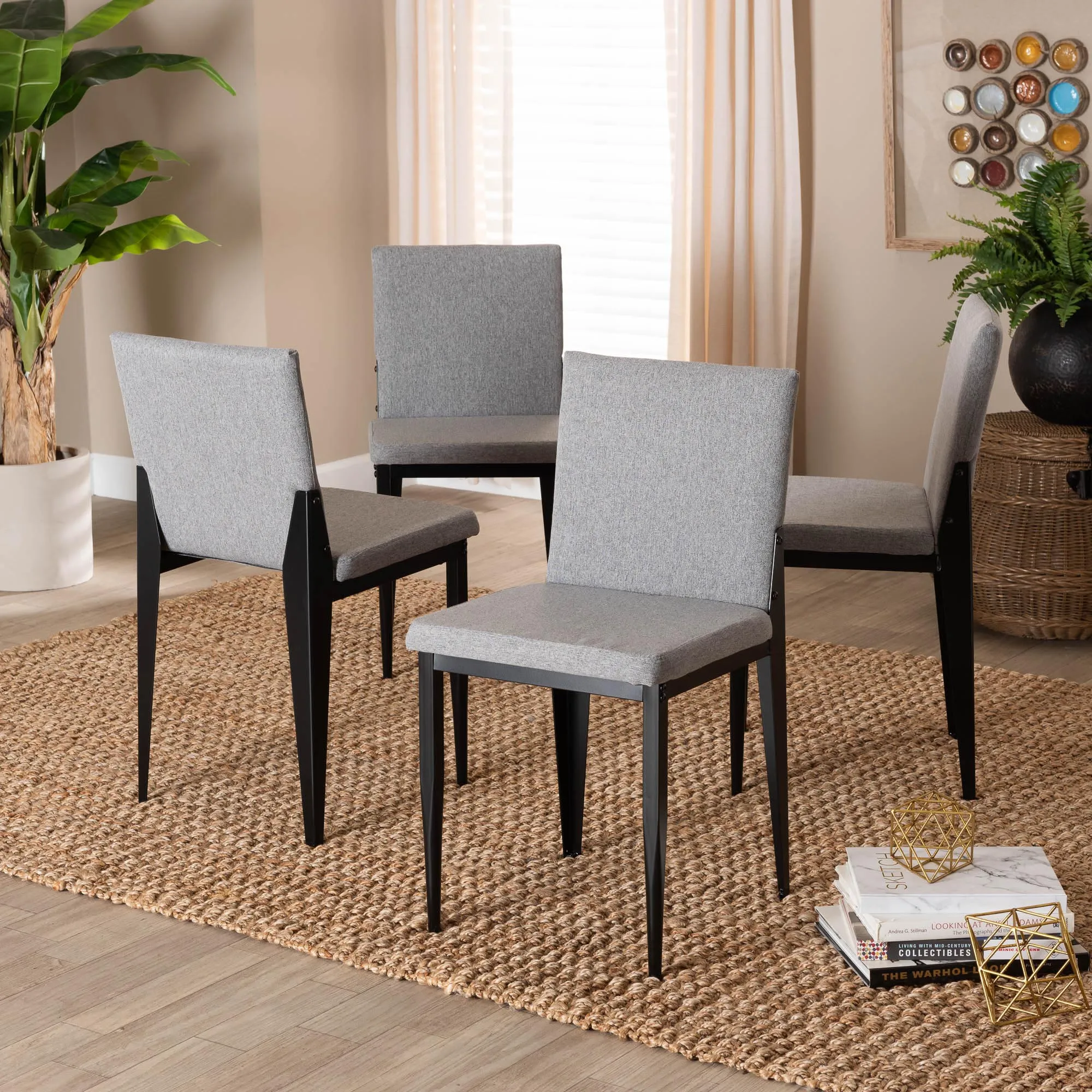 Baxton Studio Bishop Industrial Beige Fabric and Metal Dining Chair