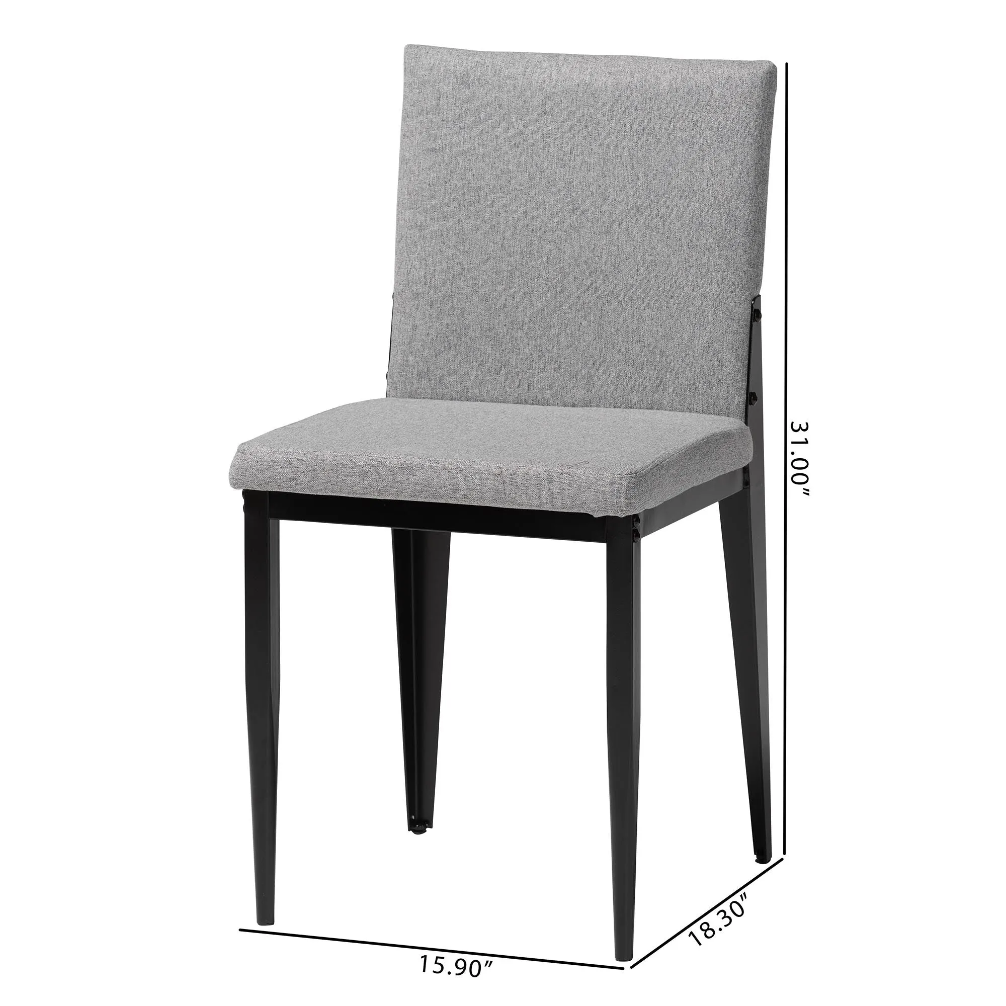 Baxton Studio Bishop Industrial Beige Fabric and Metal Dining Chair