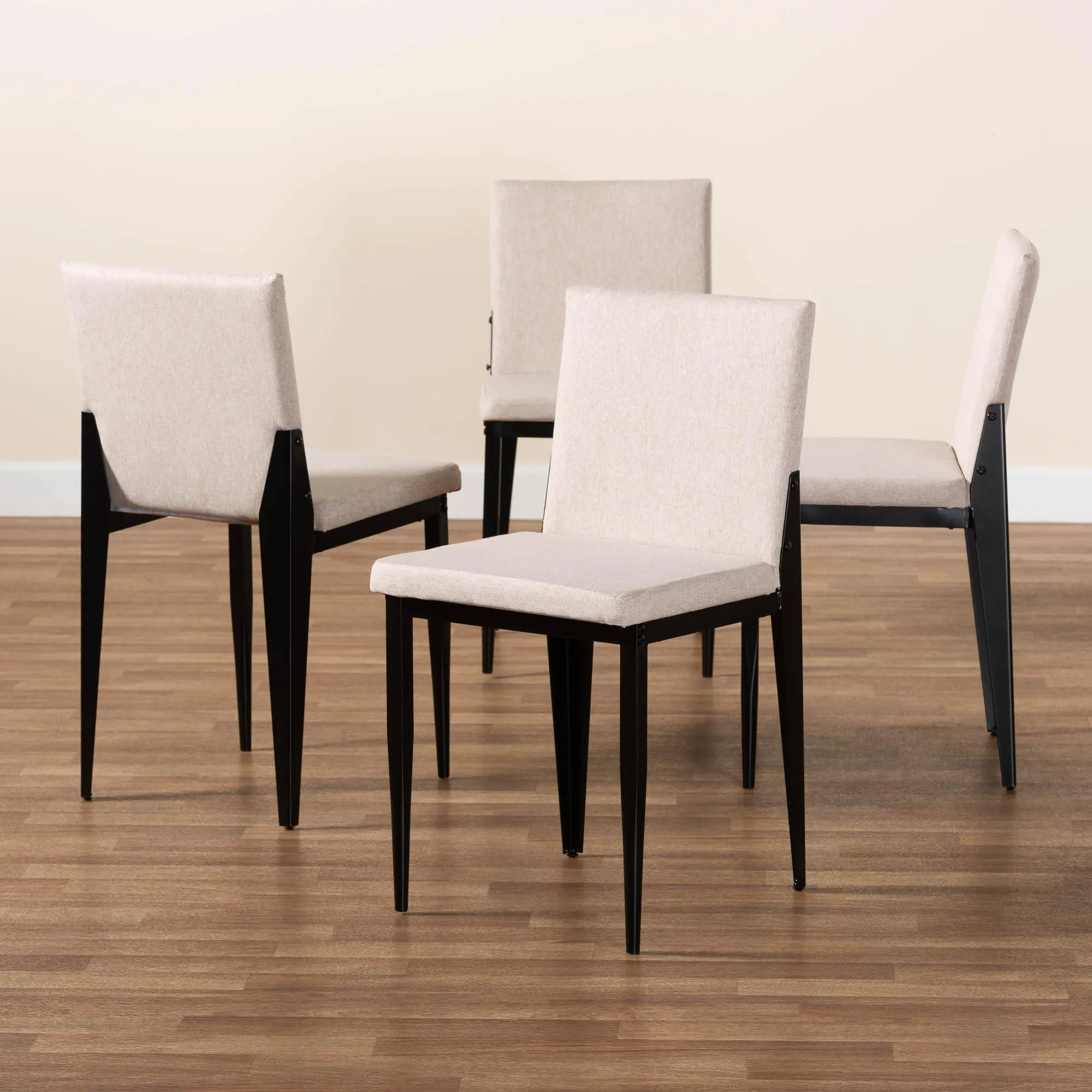 Baxton Studio Bishop Industrial Beige Fabric and Metal Dining Chair