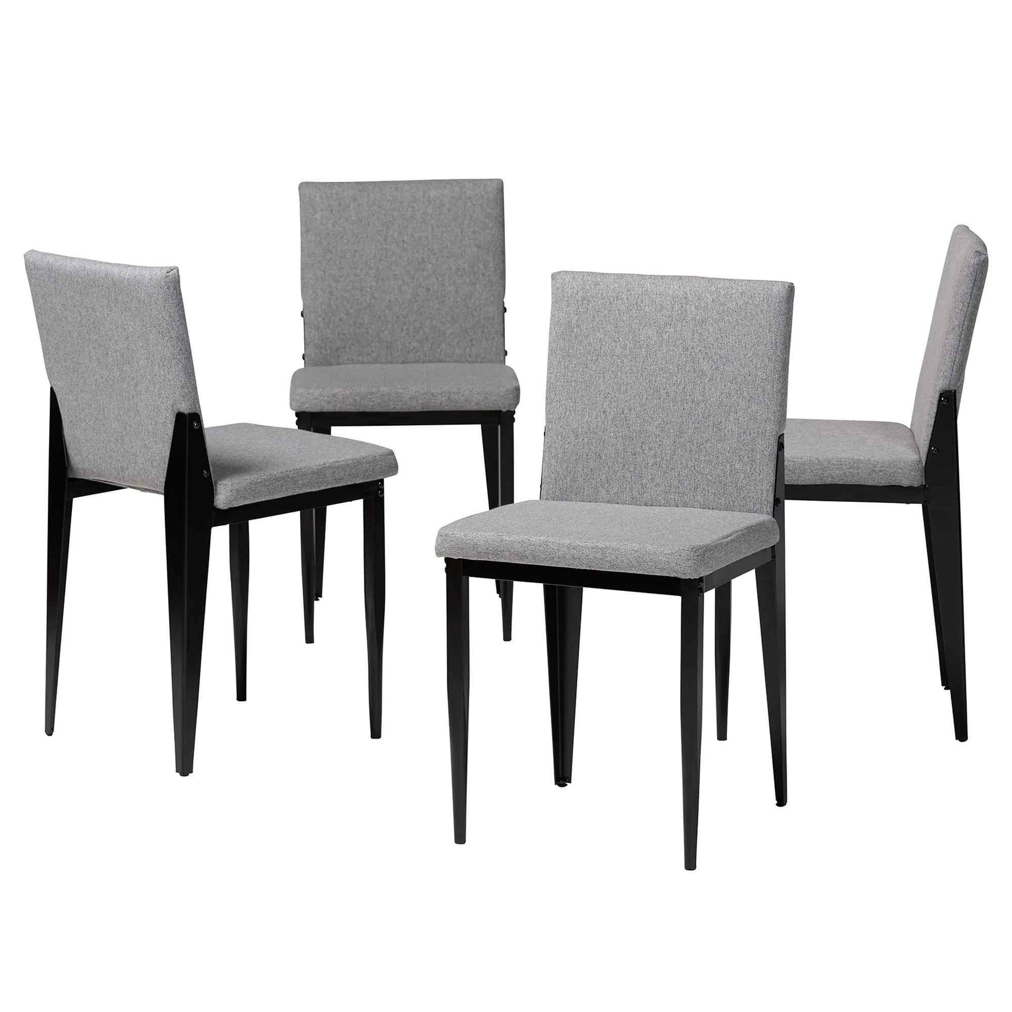 Baxton Studio Bishop Industrial Beige Fabric and Metal Dining Chair