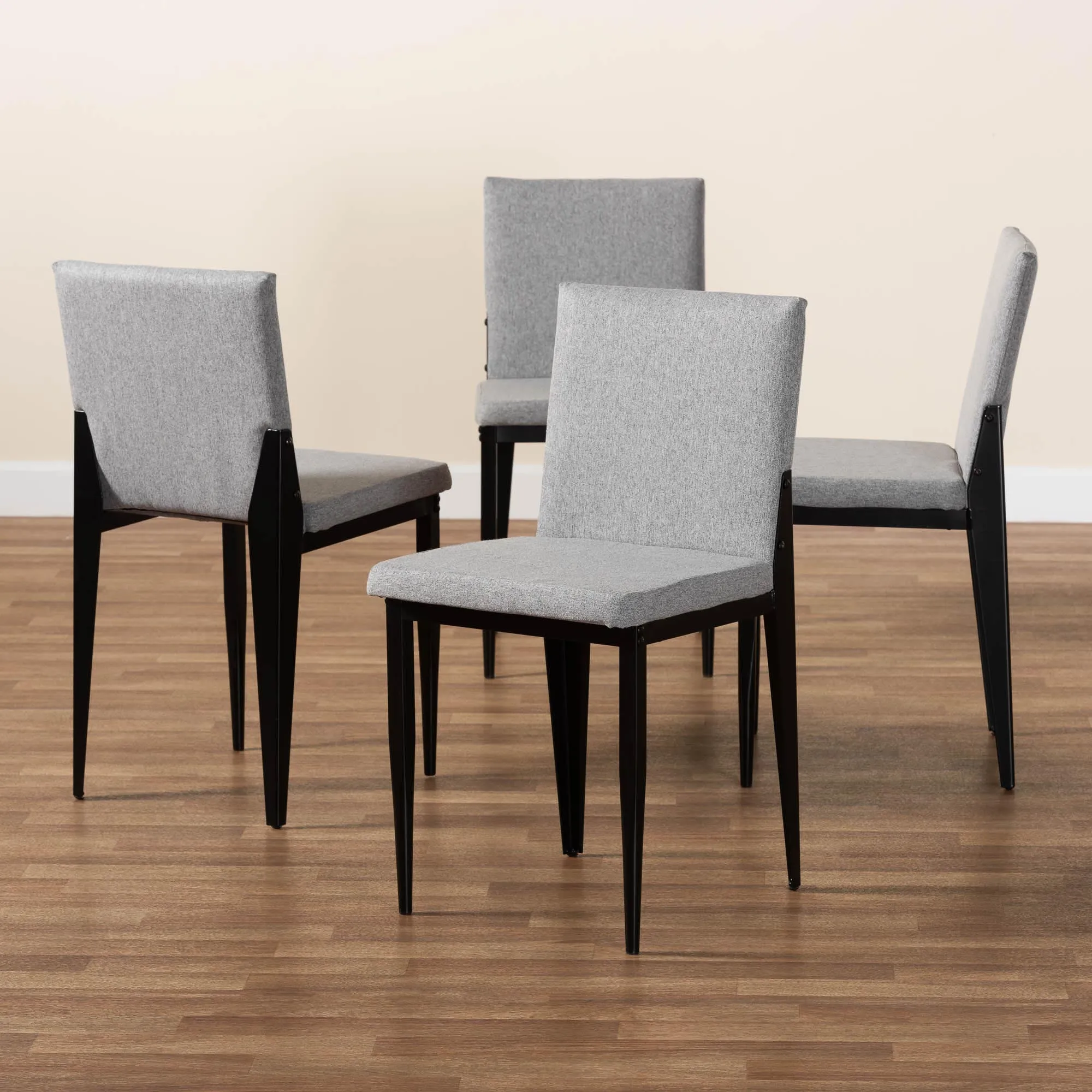 Baxton Studio Bishop Industrial Beige Fabric and Metal Dining Chair
