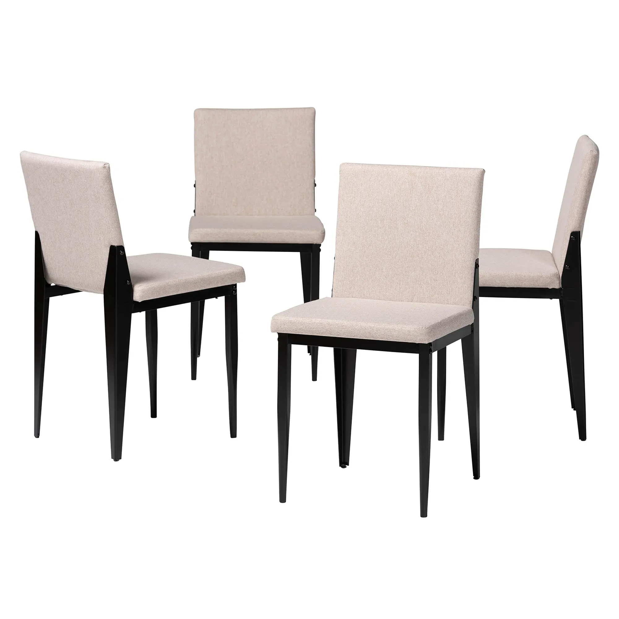 Baxton Studio Bishop Industrial Beige Fabric and Metal Dining Chair