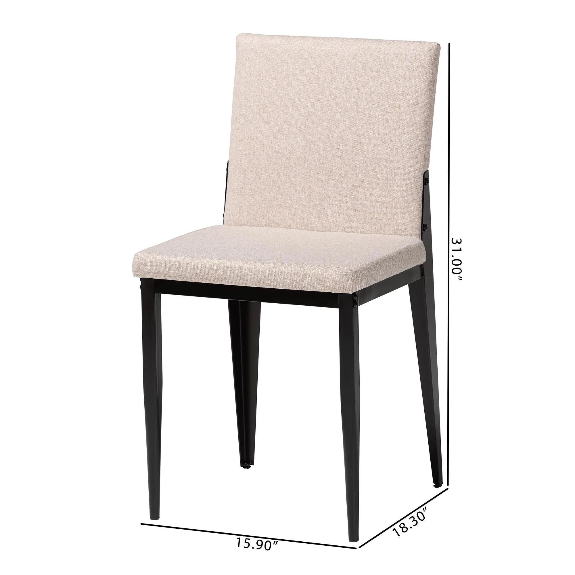 Baxton Studio Bishop Industrial Beige Fabric and Metal Dining Chair