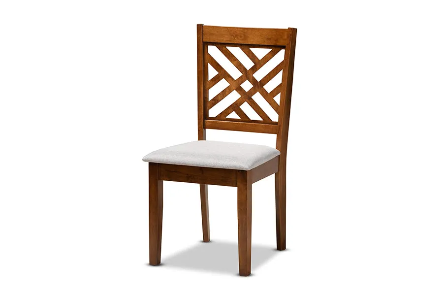 Baxton Studio Caron Modern and Contemporary Grey Fabric Upholstered and Walnut Brown Finished Wood 7-Piece Dining Set