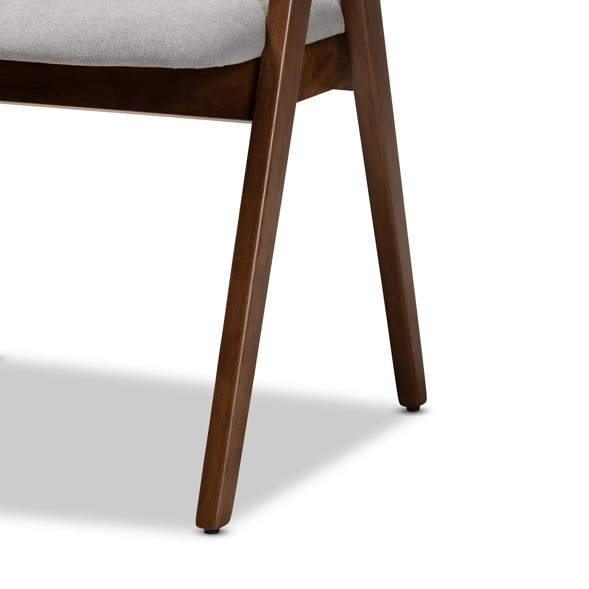 Baxton Studio Danton Mid-Century Modern Grey Fabric Upholstered and Walnut Brown Finished Wood 2-Piece Dining Chair Set