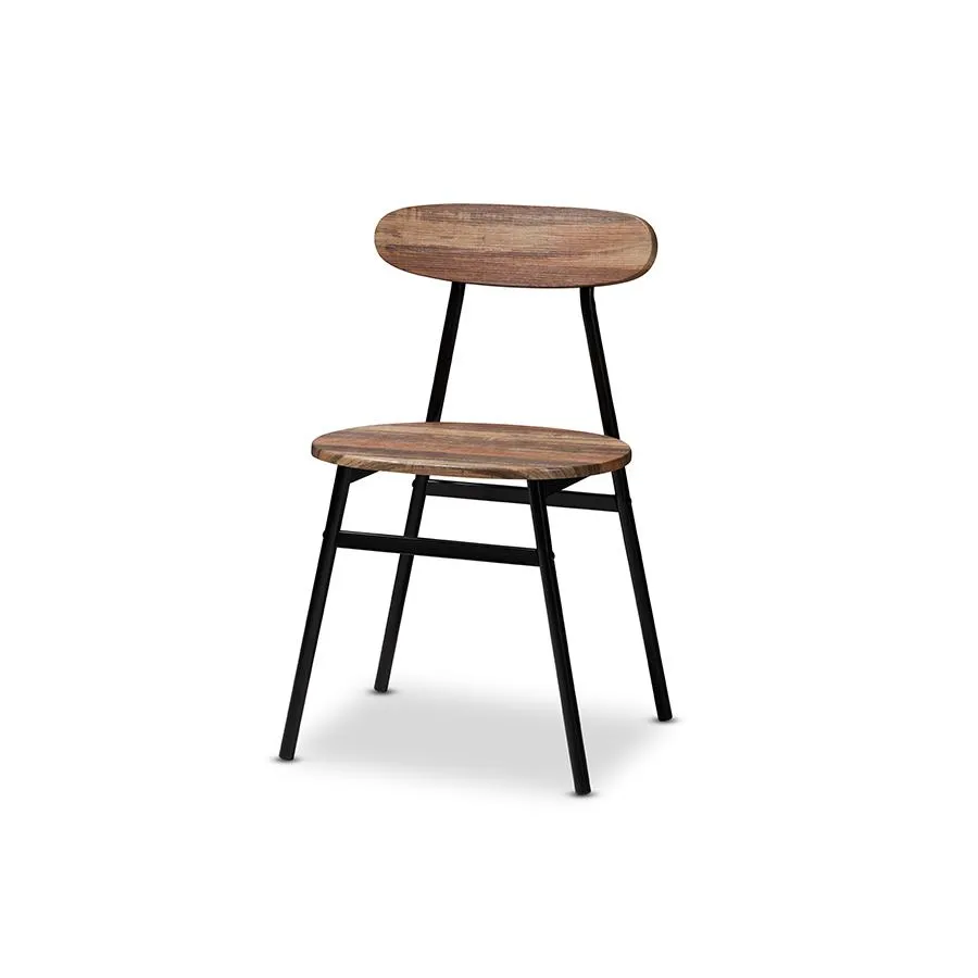 Baxton Studio Darcia Rustic and Industrial Brown Wood Finished Matte Black Frame 5-Piece Dining Set